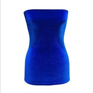 handmade royal blue velvet strapless dress